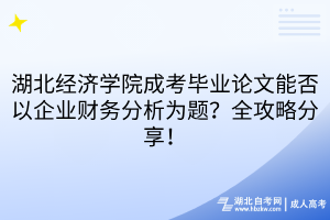 湖北经济学院成考毕业论文能否以企业财务分析为题？全攻略分享！
