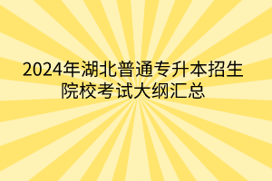 2024年湖北普通专升本招生院校考试大纲汇总