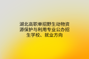 湖北高职单招野生动物资源保护与利用专业公办招生学校、就业方向