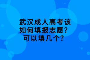 武汉成人高考该如何填报志愿？可以填几个？