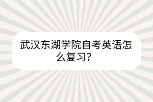 武汉东湖学院自考英语怎么复习？