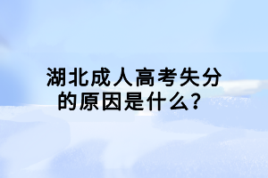 湖北成人高考失分的原因是什么？