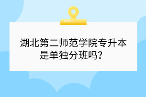 湖北第二师范学院专升本是单独分班吗？
