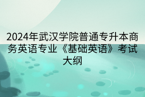 2024年武汉学院普通专升本商务英语专业《基础英语》考试大纲