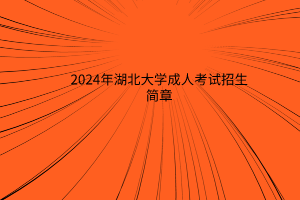 2024年湖北大学成人高考招生简章
