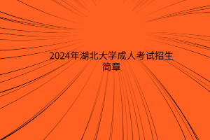 2024年湖北大学成人考试招生简章