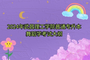 2024年武昌理工学院普通专升本舞蹈学考试大纲