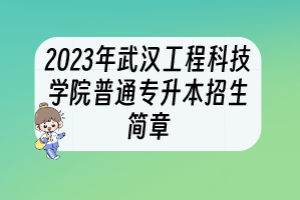 2023年武汉工程科技学院普通专升本招生简章
