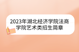 2023年湖北经济学院法商学院艺术类招生简章