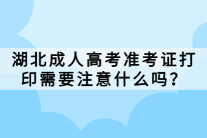 湖北成人高考准考证打印需要注意什么吗？