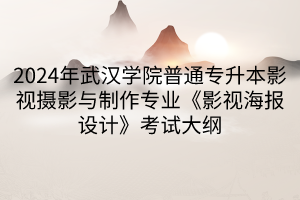 2024年武汉学院普通专升本影视摄影与制作专业《影视海报设计》考试大纲