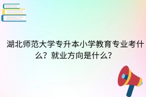 湖北师范大学专升本小学教育专业考什么？就业方向是什么？