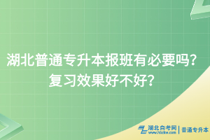 湖北普通专升本报班有必要吗？复习效果好不好？