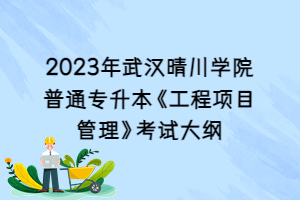 2023年武汉晴川学院普通专升本《工程项目管理》考试大纲