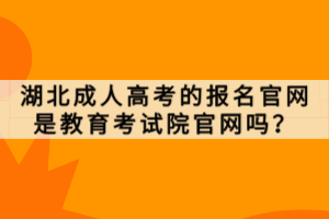 湖北成人高考的报名官网是教育考试院官网吗？