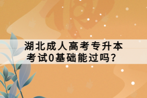 湖北成人高考专升本考试0基础能过吗？