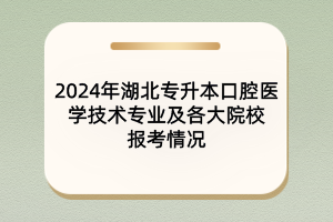 2024年湖北专升本口腔医学技术专业及院校报考情况