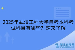 2025年武汉工程大学自考本科考试科目有哪些？速来了解