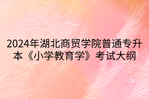 2024年湖北商贸学院普通专升本《小学教育学》考试大纲