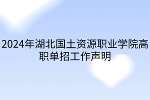 2024年湖北国土资源职业学院高职单招工作声明