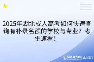 2025年湖北成人高考如何快速查询有补录名额的学校与专业？考生速看！