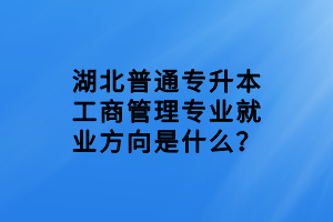 湖北普通专升本工商管理专业就业方向是什么？