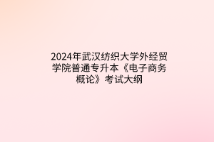 2024年武汉纺织大学外经贸学院普通专升本《电子商务概论》考试大纲