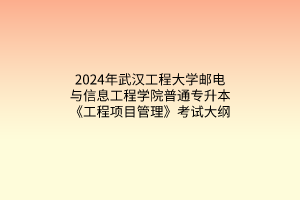 2024年武汉工程大学邮电与信息工程学院普通专升本《工程项目管理》考试大纲