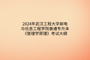 2024年武汉工程大学邮电与信息工程学院普通专升本《管理学原理》考试大纲