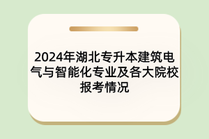 2024年湖北专升本建筑电气与智能化专业及各大院校报考情况