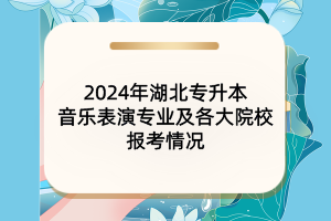 ​2024年湖北专升本音乐表演专业及各大院校报考情况