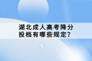 湖北成人高考降分投档有哪些规定？