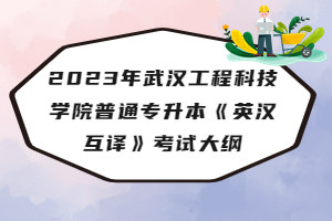 2023年武汉工程科技学院普通专升本《英汉互译》考试大纲