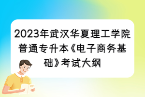 2023年武汉华夏理工学院普通专升本《电子商务基础》考试大纲