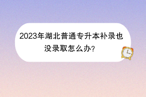 2023年湖北普通专升本补录也没录取怎么办？