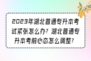 2023年湖北普通专升本考试紧张怎么办？湖北普通专升本考前心态怎么调整？