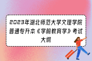 2023年湖北师范大学文理学院普通专升本《学前教育学》考试大纲