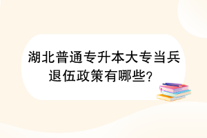 湖北普通专升本大专当兵退伍政策有哪些？