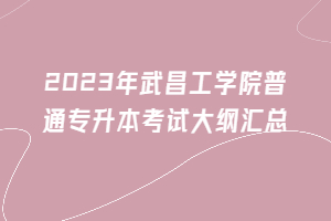 2023年武昌工学院普通专升本考试大纲汇总