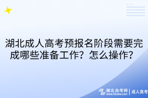 湖北成人高考预报名阶段需要完成哪些准备工作？怎么操作？