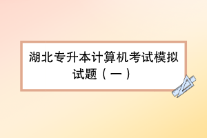 湖北专升本计算机考试模拟试题（一）