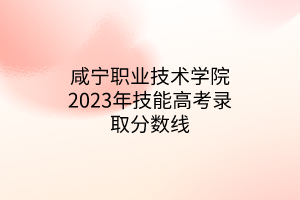 咸宁职业技术学院2023年技能高考录取分数线