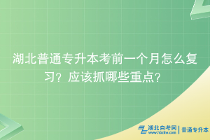 湖北普通专升本考前一个月怎么复习？应该抓哪些重点？