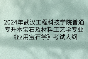 2024年武汉工程科技学院普通专升本宝石及材料工艺学专业《应用宝石学》考试大纲