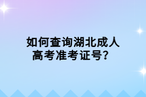 如何查询湖北成人高考准考证号？