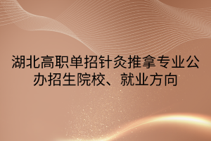 湖北高职单招针灸推拿专业公办招生院校、就业方向