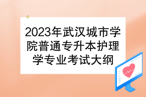 2023年武汉城市学院普通专升本护理学专业考试大纲