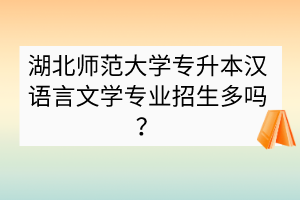 湖北师范大学专升本汉语言文学专业招生多吗？