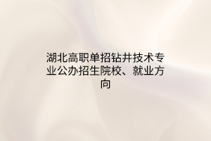 湖北高职单招钻井技术专业公办招生院校、就业方向