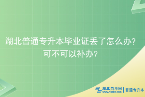 湖北普通专升本毕业证丢了怎么办？可不可以补办？